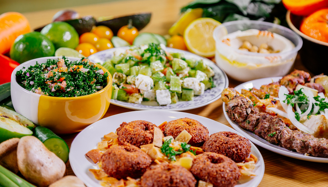 Various Food Items on Table 